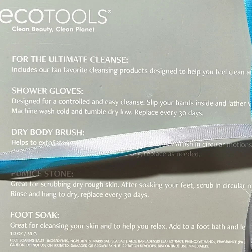 Ecotools Cleanse Kit Shower Gloves Body Brush Pumice Stone Foot Soak NWT